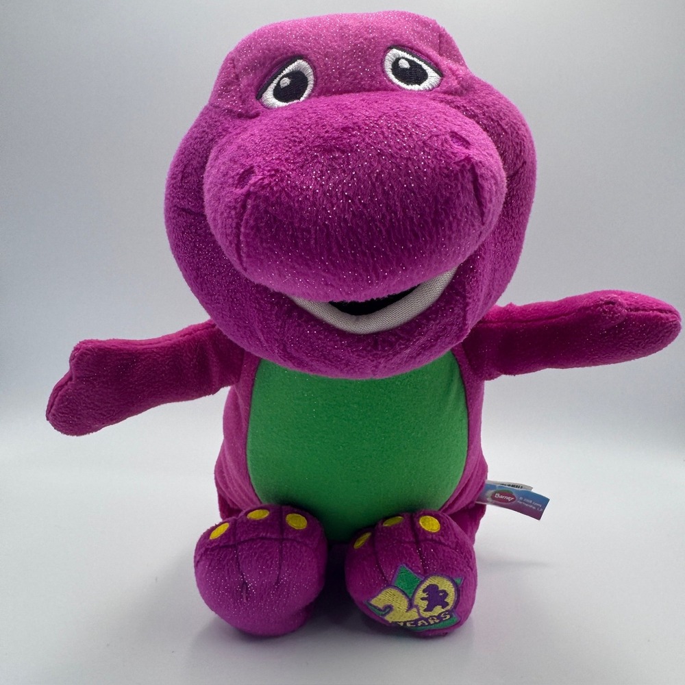 Barney the Dinosaur 20th Anniversary Plush 2008 Play Along Sparkle Purple